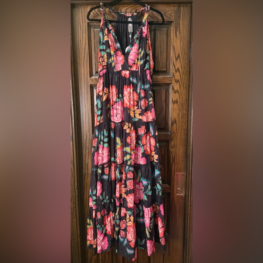 Anthropologie Lurex Floral Maxi Dress - Picture 6 of 7